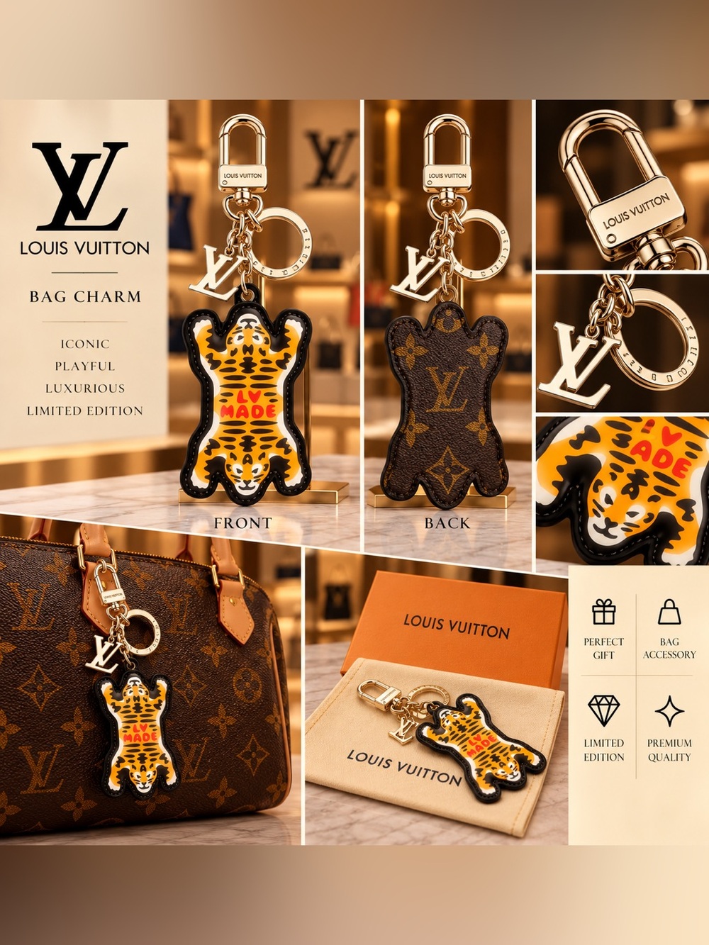 Tiger Keychain Bag Charm